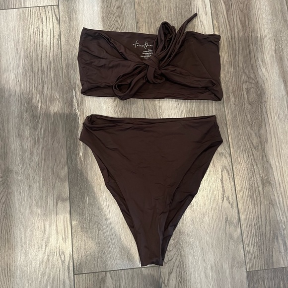 437 Swim in chocolate, size small Leo top, Aubrey bottom - Picture 2 of 5